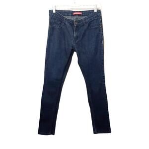 DJ&C womens mid waist slim fit jeans 30x26 dark blue stretch denim crop ankle